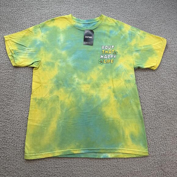 alab Other - Zumiez A-Lab Daisy Gang Tie Dye T Shirt Large Green Smiley Flower Streetwear Tee
